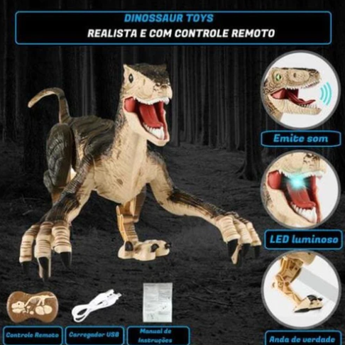 Dinossauro de controle remoto - Velociraptor Brincalhão